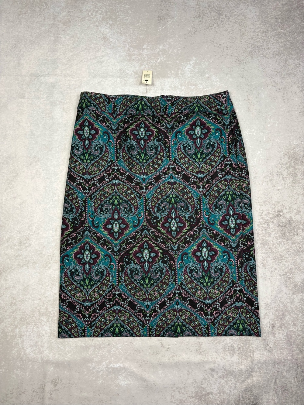 NWT Talbots Paisley Medallion Pencil Skirt Size 8 Teal Purple Lined